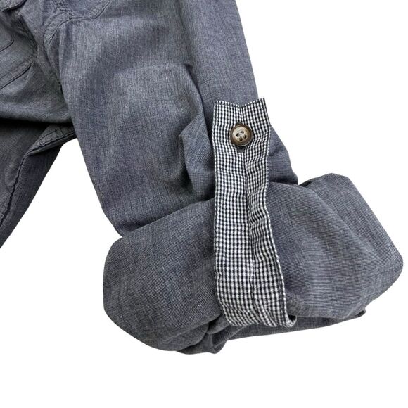 PrAna Slim Fit Shirt Mens Size Large Button Up Gray Roll Tab Long Sleeve - Picture 5 of 11